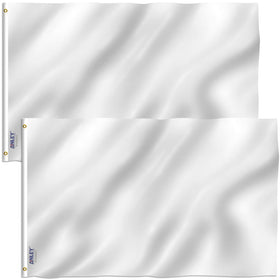 Anley Fly Breeze solid white flag 3x5 with canvas header for durability.