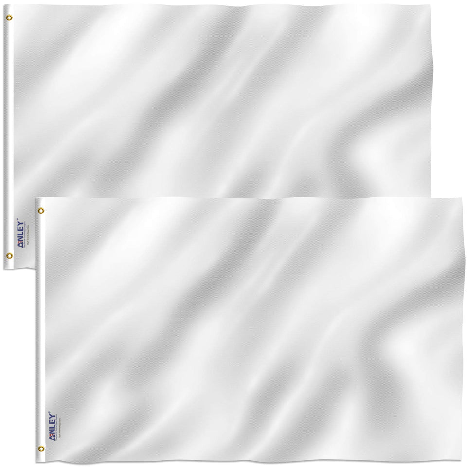 Anley Fly Breeze solid white flag 3x5 with canvas header for durability.