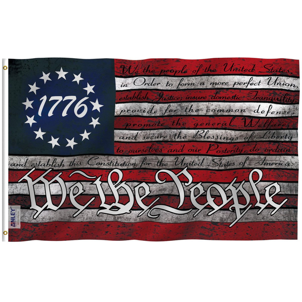 Anley Fly Breeze We the People flag, full view, outdoor display.