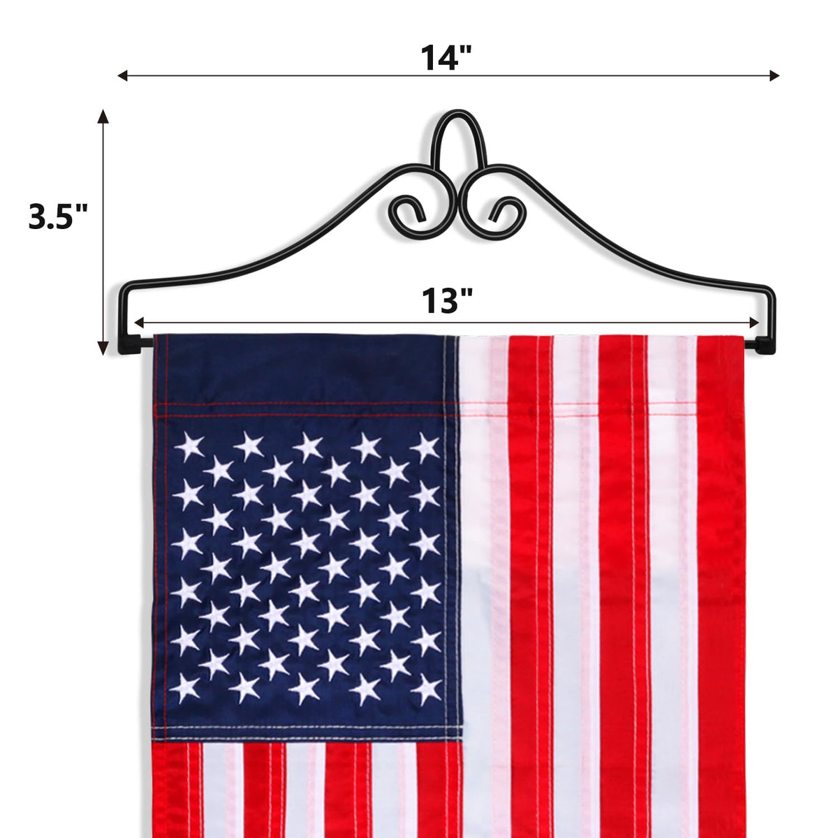 Anley garden banner holder features a detachable lower bar for quick flag placement.