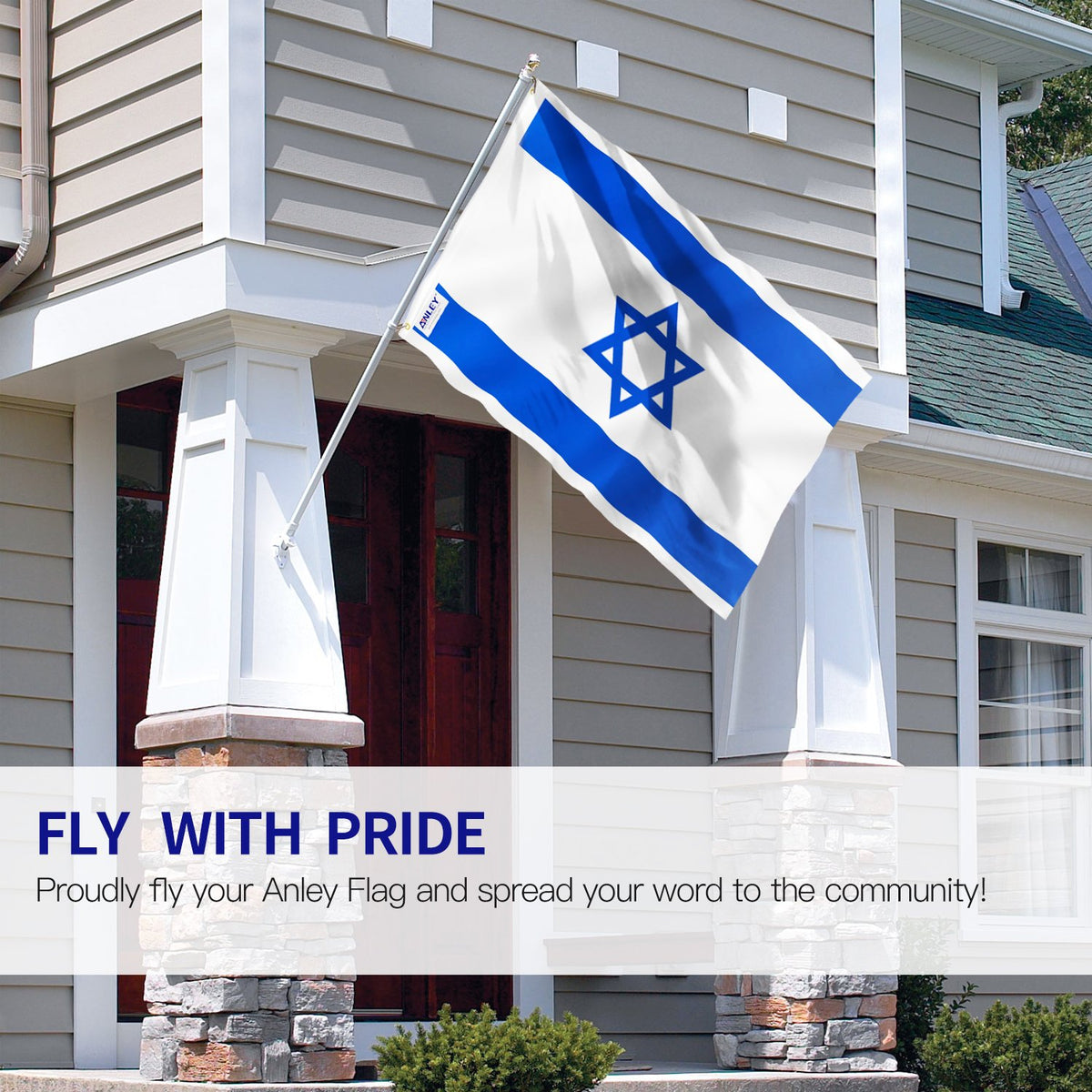 Anley Israel flag 3x5 with canvas header for durable mounting.