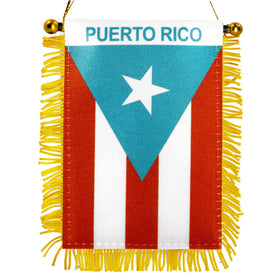 Anley Puerto Rico fringed flag 4x6 blue for car window display, fade resistant.