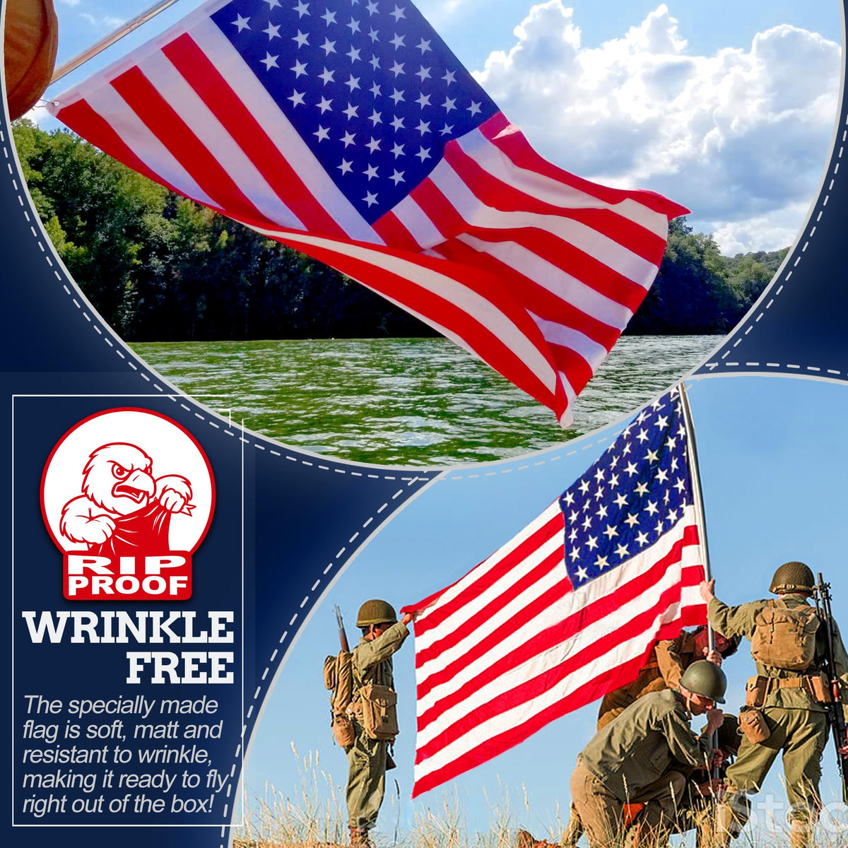 Anley Rip-Proof flag 36x60 canvas header adds secure, durable hanging