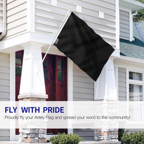 Anley black flag with brass grommets for durable outdoor hanging.