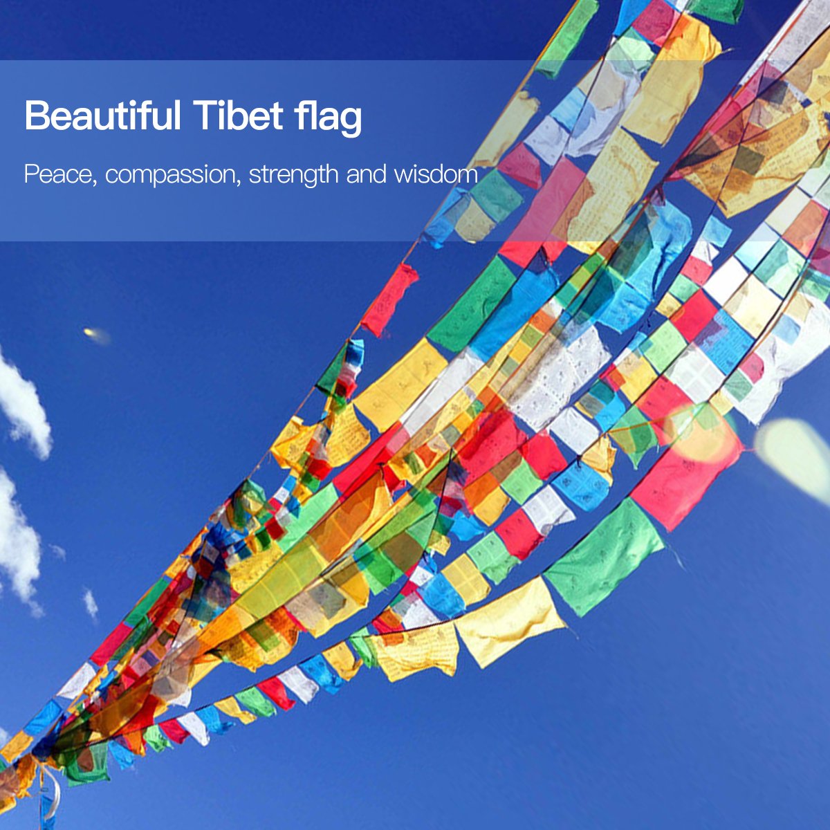 Anley Tibet Prayer Flag uses a 23-foot cord for flexible hanging options.