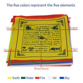 Anley Tibet Prayer Flag shows five elements in bold colors for balance.