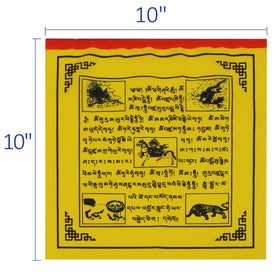 An outdoor display of Anley Tibet Prayer Flags captures movement and vibrant hues.