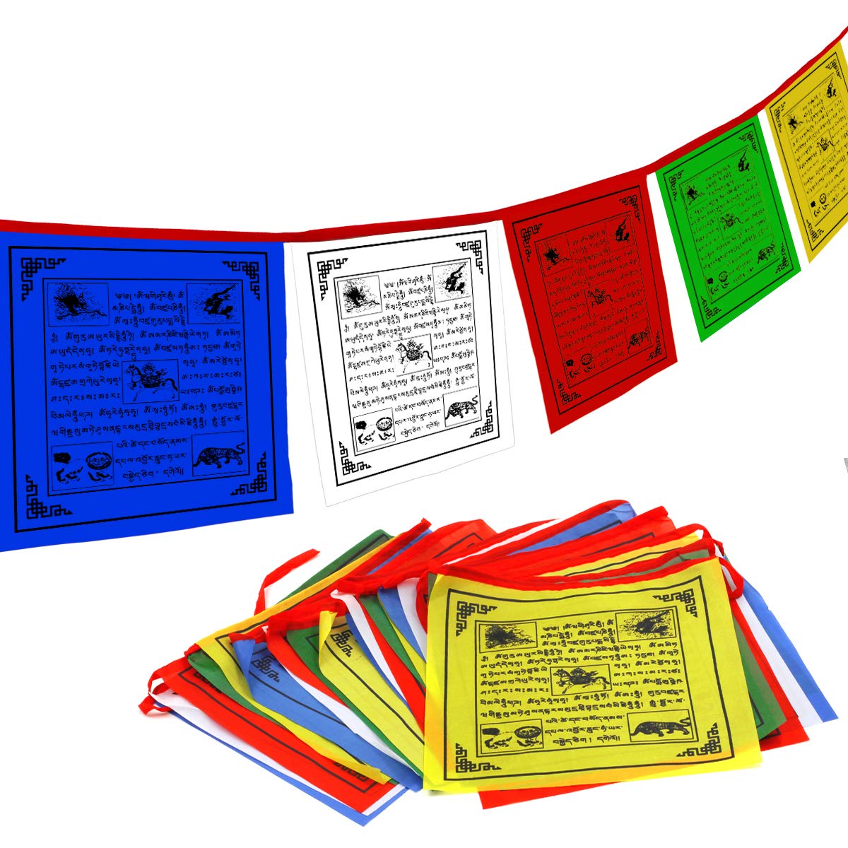 Anley Tibet Prayer Flag with wind horse design sways gracefully, inviting peaceful energy.