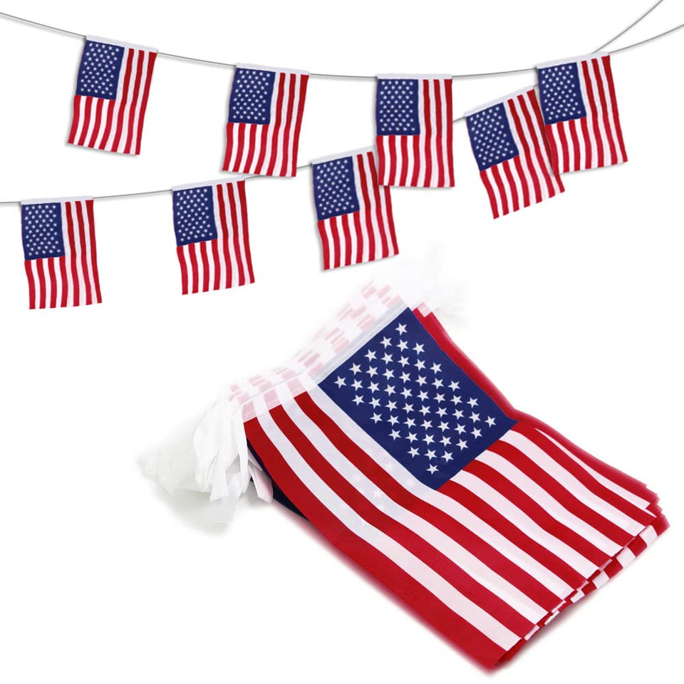 Anley US national pennant flags on a 33 ft string for outdoor decor