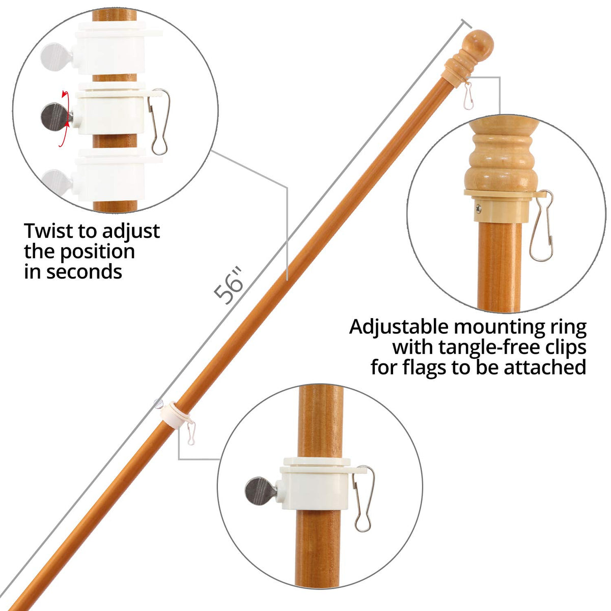 Anley wall-mount flagpole suitable for garden and porch.