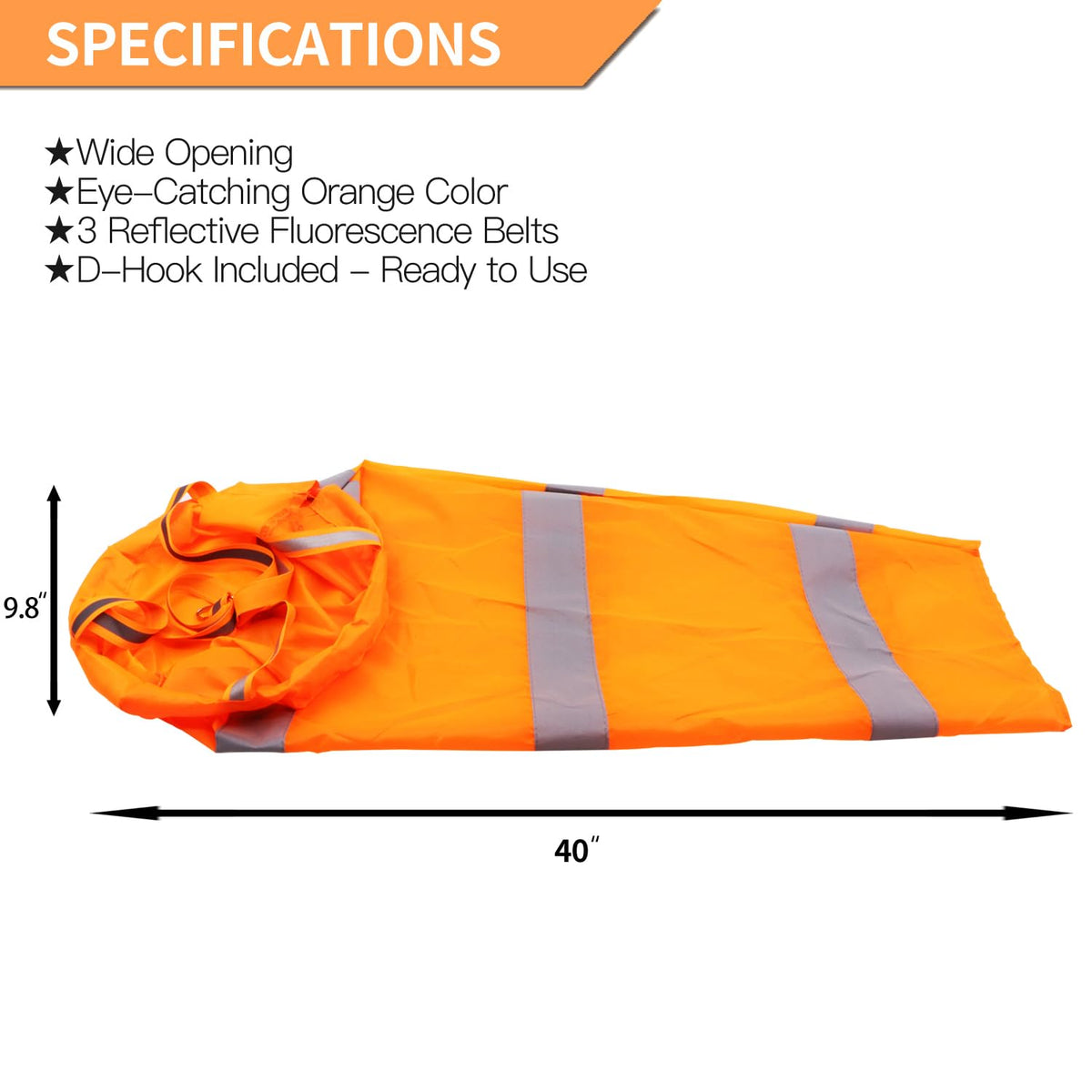 Close-up of reflective belt on Anley windsock for high visibility in low light.