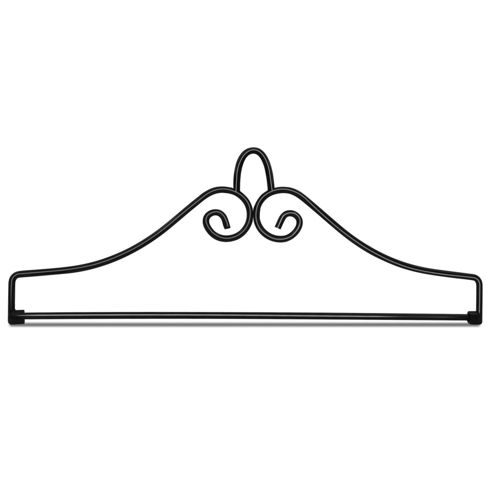 Anley wrought iron garden flag hanger with a weatherproof black matte finish for on-wall display.