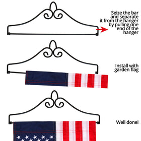 Anley wrought iron hanger with weather-resistant finish designed for outdoor use.