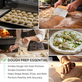 Anmarko dough cutter wooden handle provides a firm, non-slip grip during kitchen tasks.