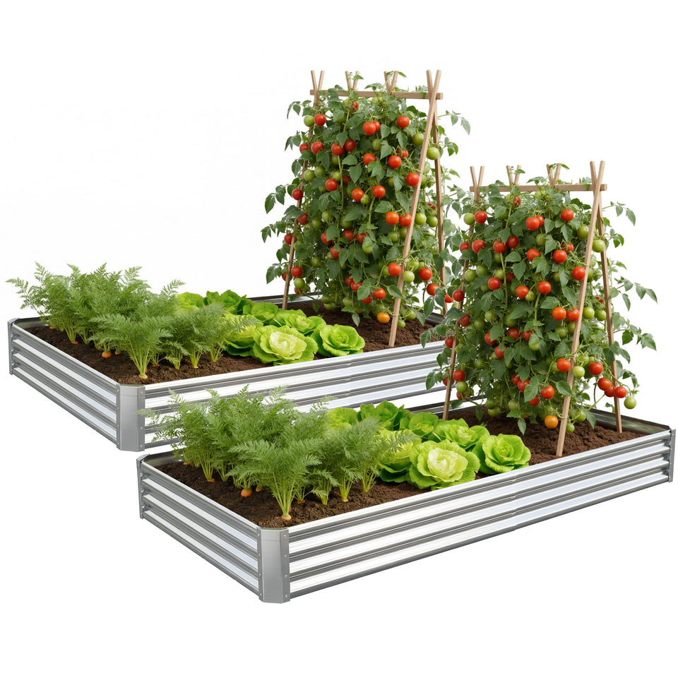 Anmiro galvanized raised garden bed side view highlights durable panels for outdoor planting
