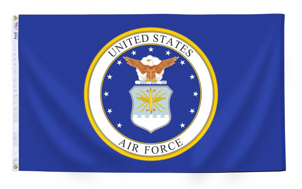 Annin Air Force flag full view 3x5 showing official license and USA-made quality