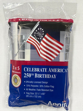 Annin Flagmakers Betsy Ross design close-up flag 3x5 highlighting heritage details.