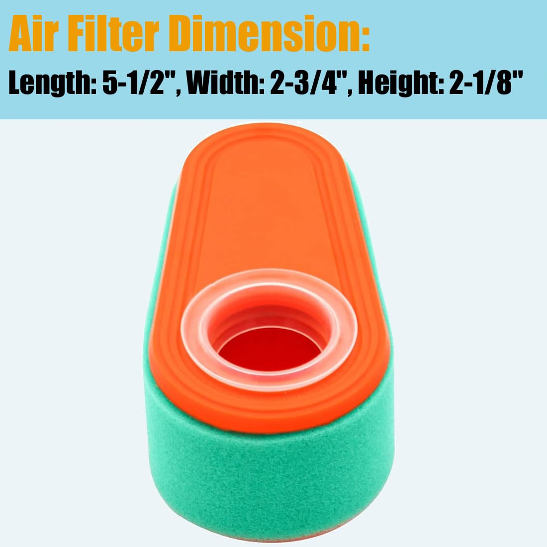 Annolai Timemaster air-filter dimensions display 2-3/4-inch width, 5-1/2-inch length