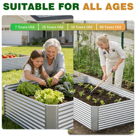 Annzoe outdoor garden bed staged in backyard suggests versatile use on patios and balconies.