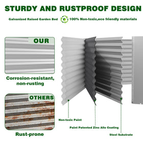 Annzoe rust-resistant coating on raised bed demonstrates eco-friendly garden durability.