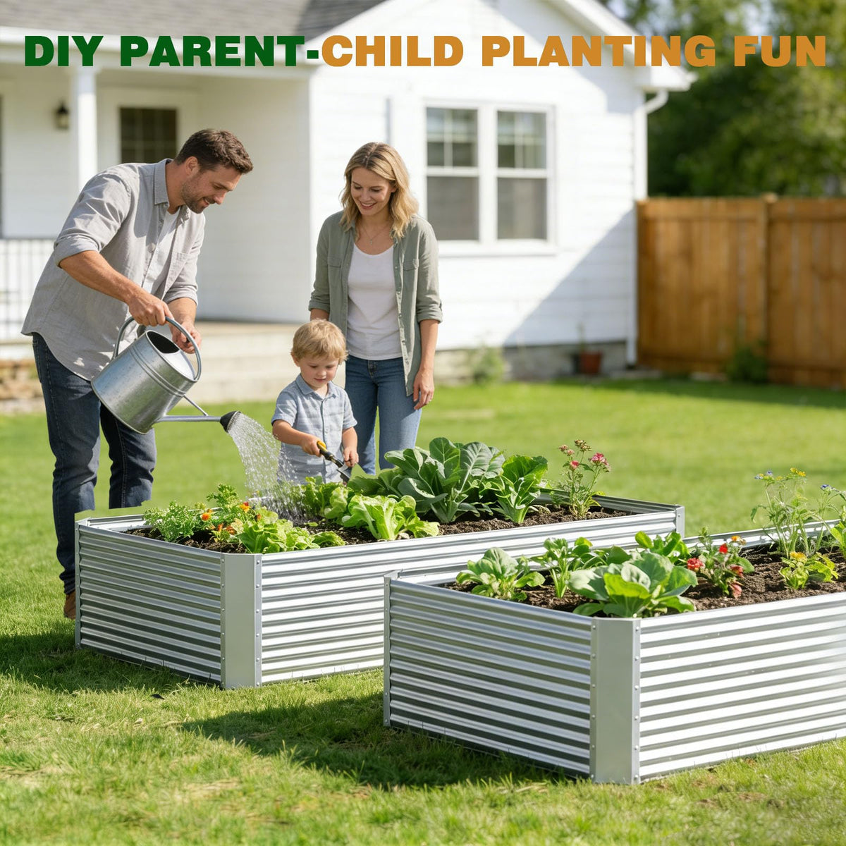 Annzoe 8x4 ft bed spans spacious area for herbs, vegetables, and flowering varieties.