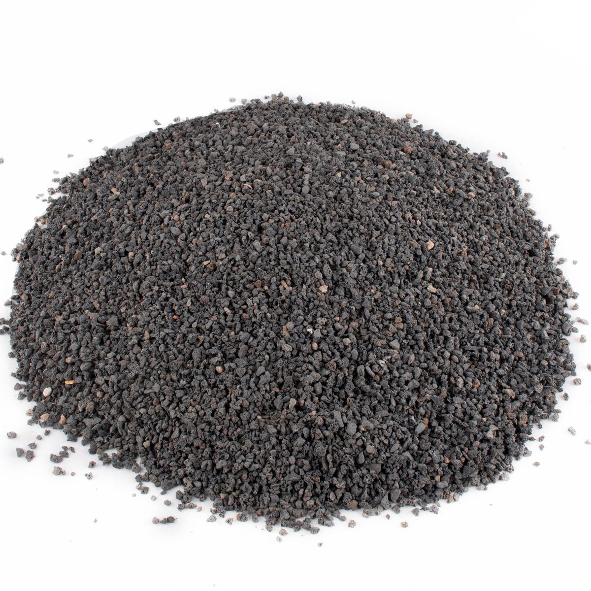 Anothera black lava rock 1/8-1/4 inch top dressing improves drainage for potted plants.