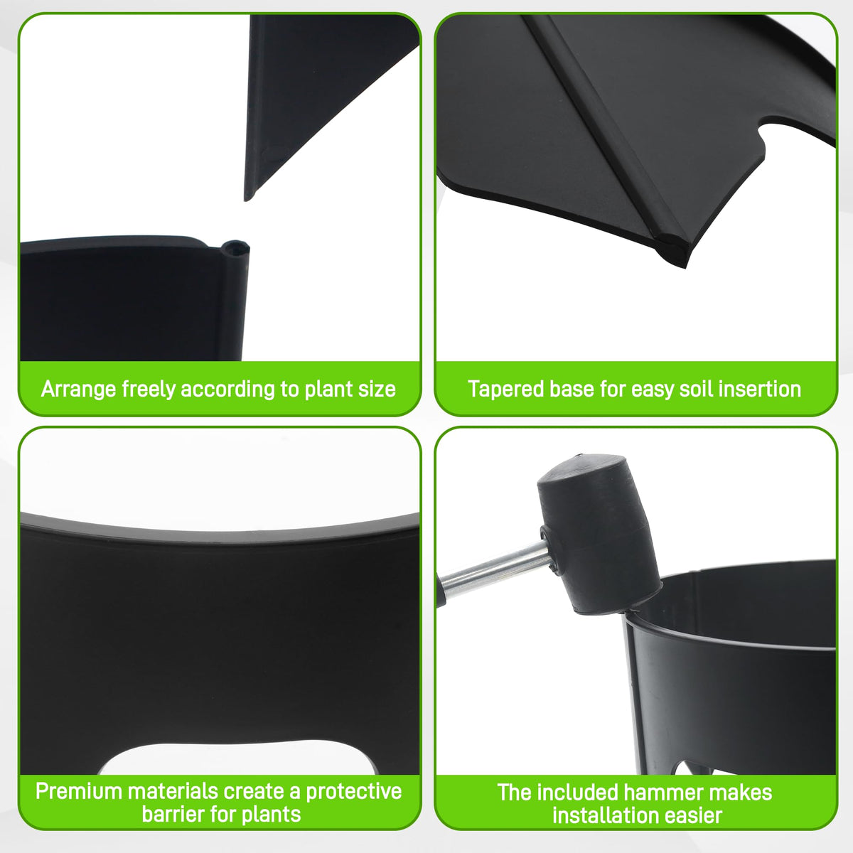 Anothera black rings blend into beds for unobtrusive garden organization.