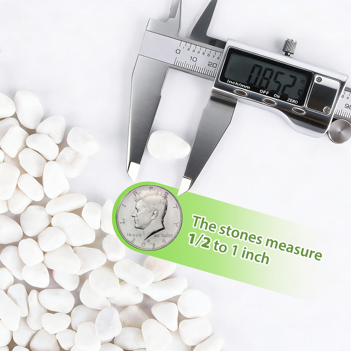 Anothera white pebbles for garden decor stones in outdoor setting