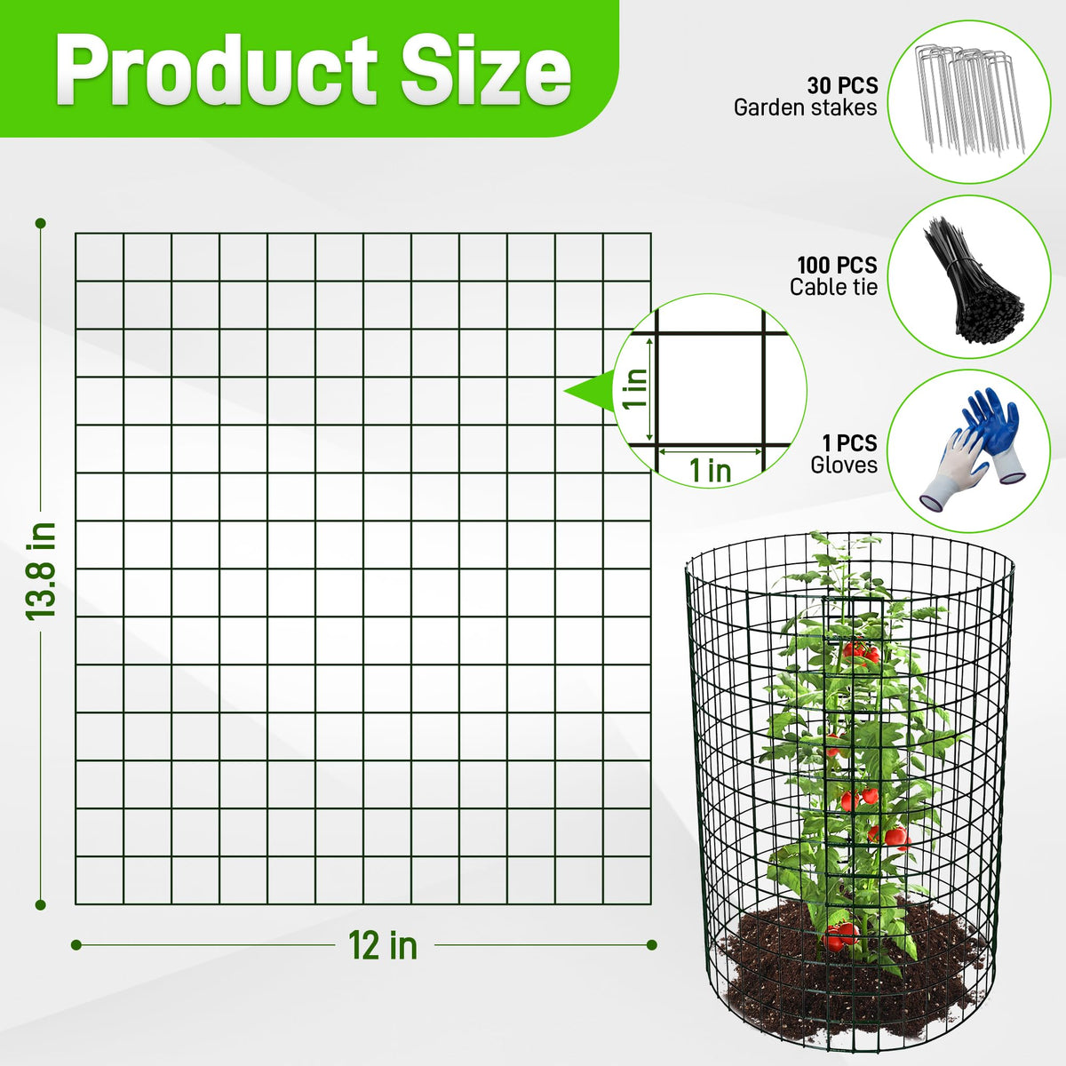 Anothera wire panel provides 13.8 by 12 inches of protection for garden beds.