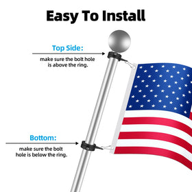 Anovo adjustable screws fit 0.75–1.02 inch flagpoles securely.