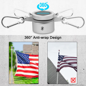 Anovo 360° anti-wrap rotation detail highlighting wind-friendly movement.