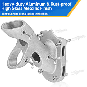 Anovo aluminum bracket highlights heavy-duty construction for secure flag display.