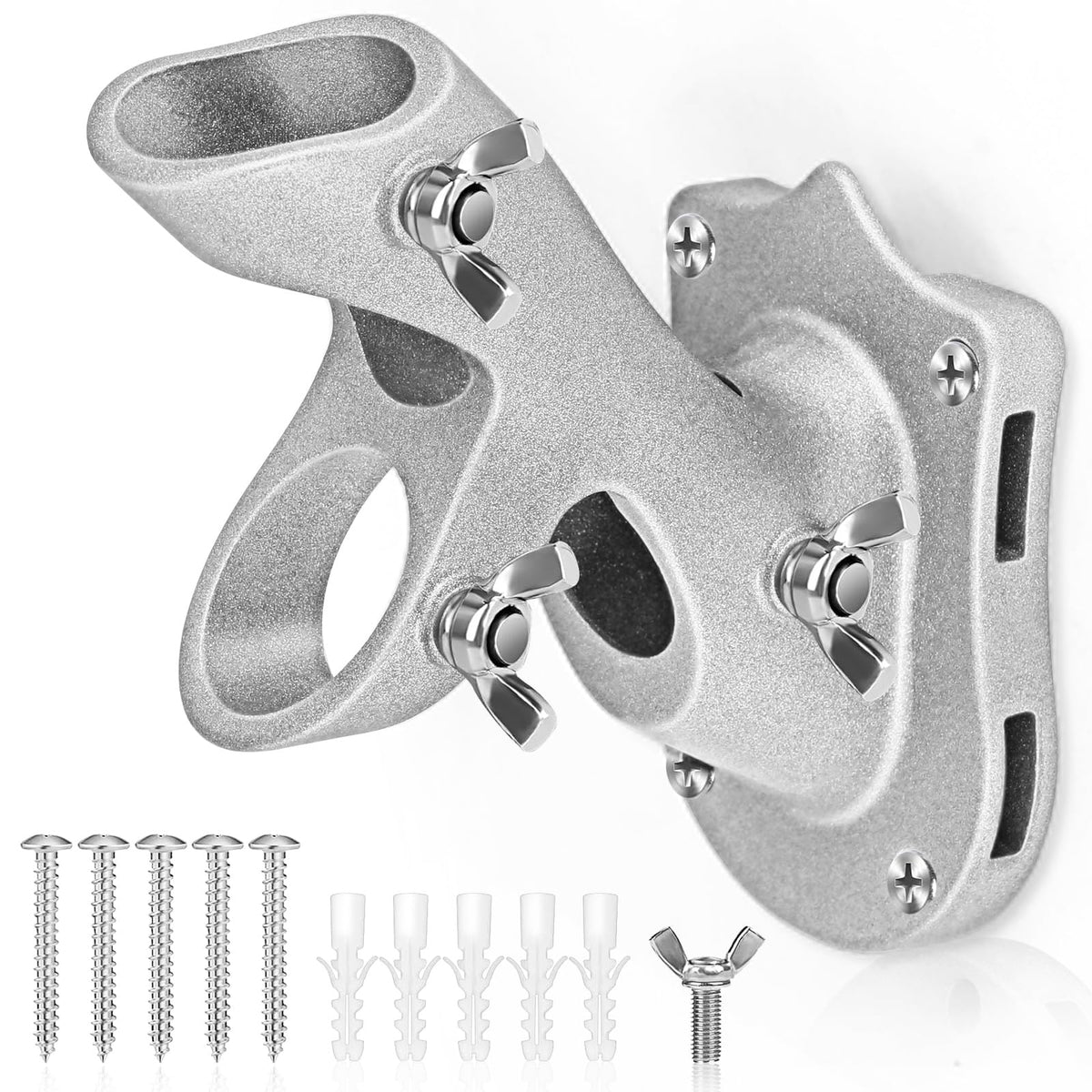 Two-position mounting supports versatile flag or banner display.