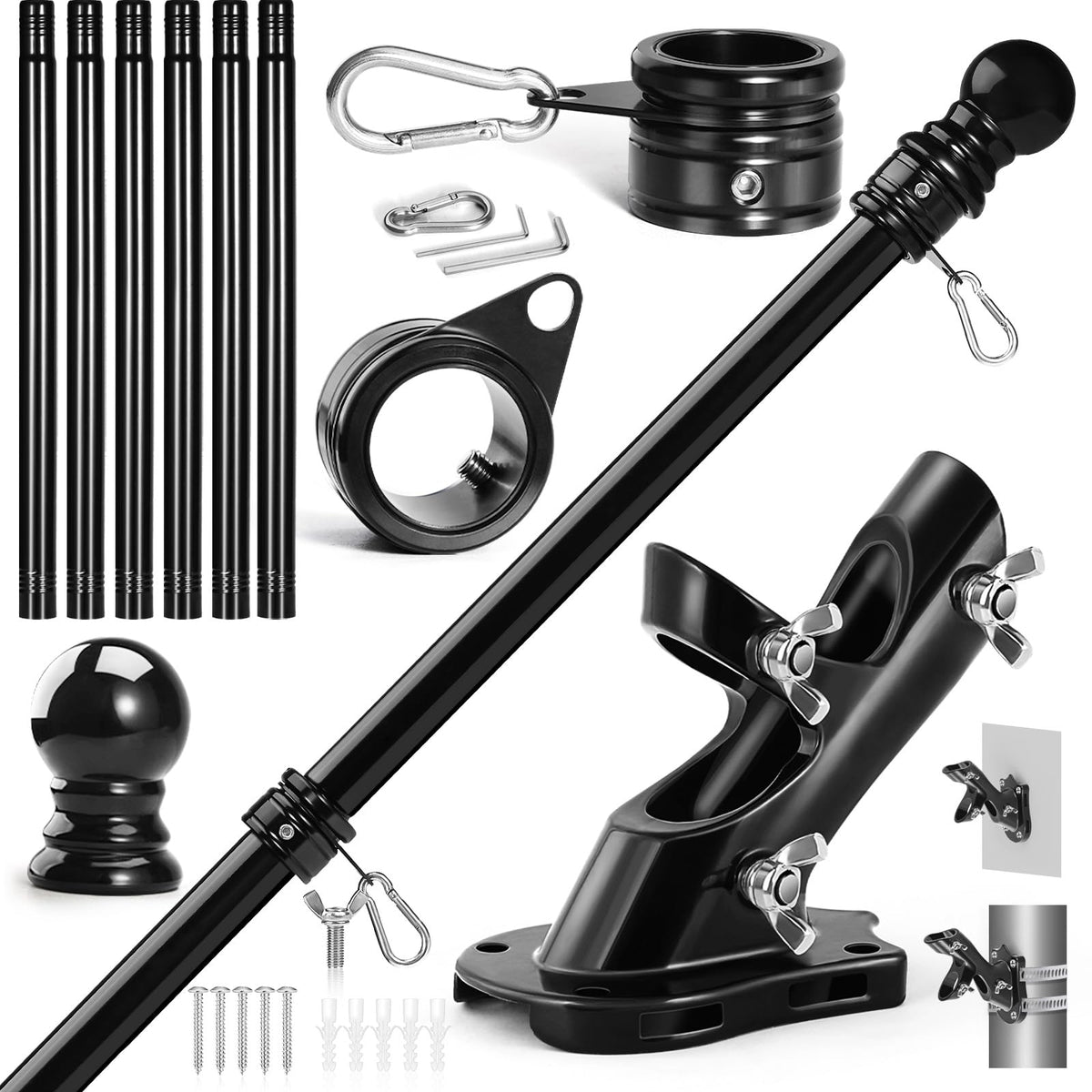 Anovo flag pole kit 7ft stainless steel for outdoor display