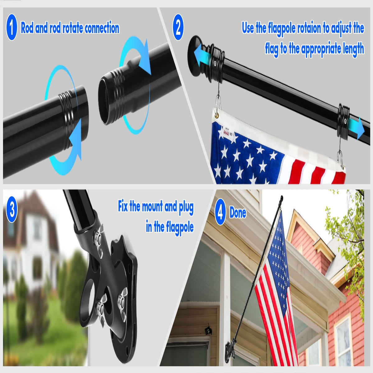 Anovo flag pole kit complete hardware includes everything needed for secure mounting