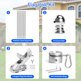Anovo flag pole kit with slit mounting for easy setup on columns.