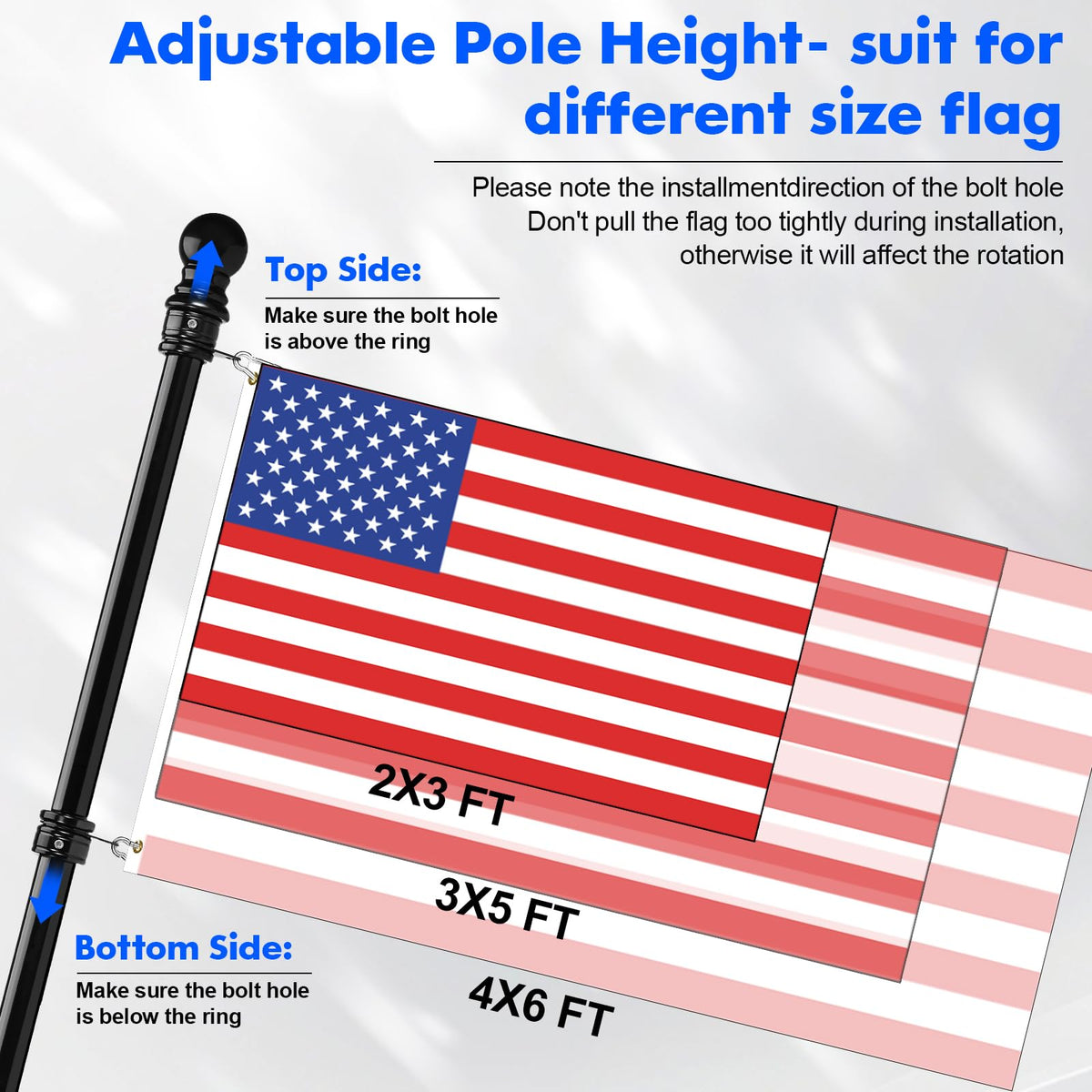 Anovo flag pole mount with two-position angles for indoor or outdoor use