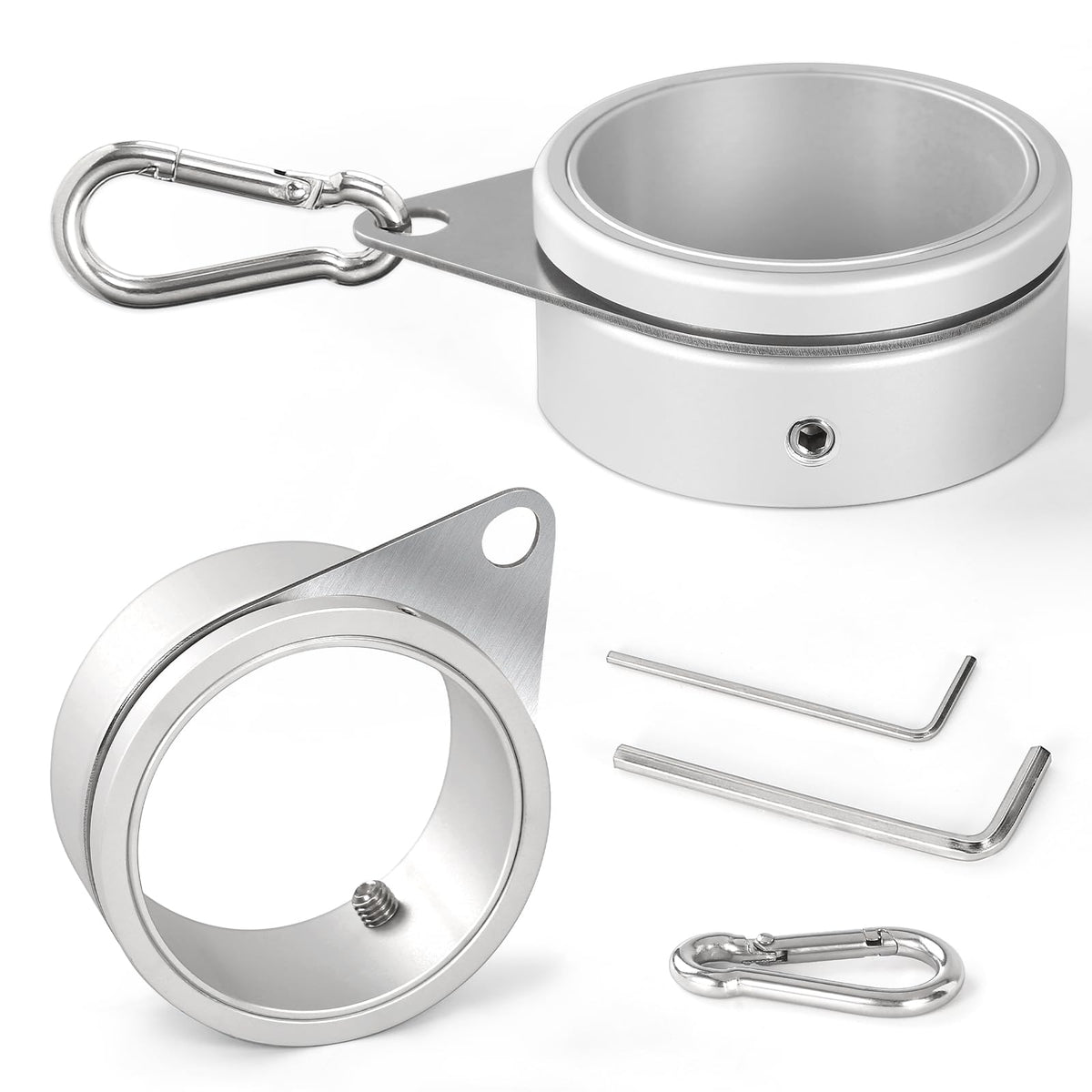 Anovo 360-degree rotating flag pole rings in matte silver for smoother flag movement