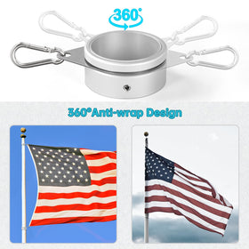 Anovo anti-wrap design flag rings shown preventing tangling in wind