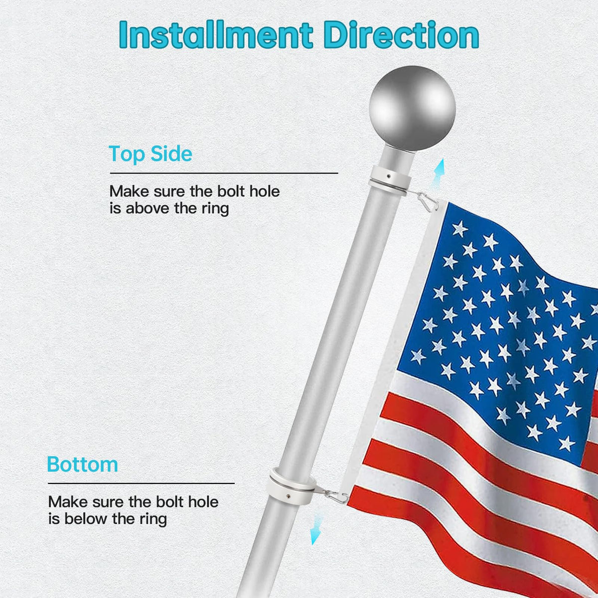 Anovo 2-pack flag pole rings provide quick setup and consistency.