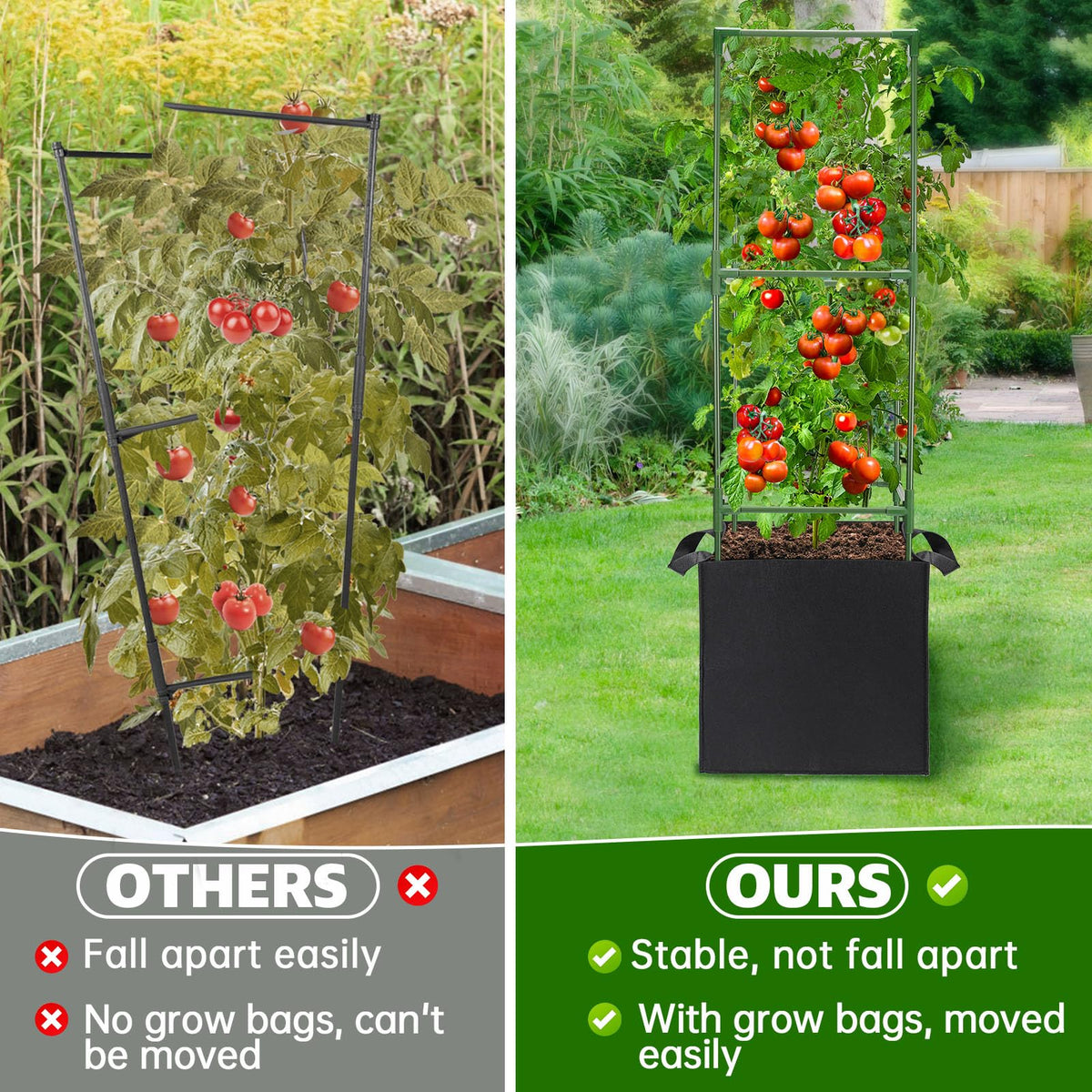 ANPHSIN 10-gallon grow bags offer flexible placement for sunny beds.