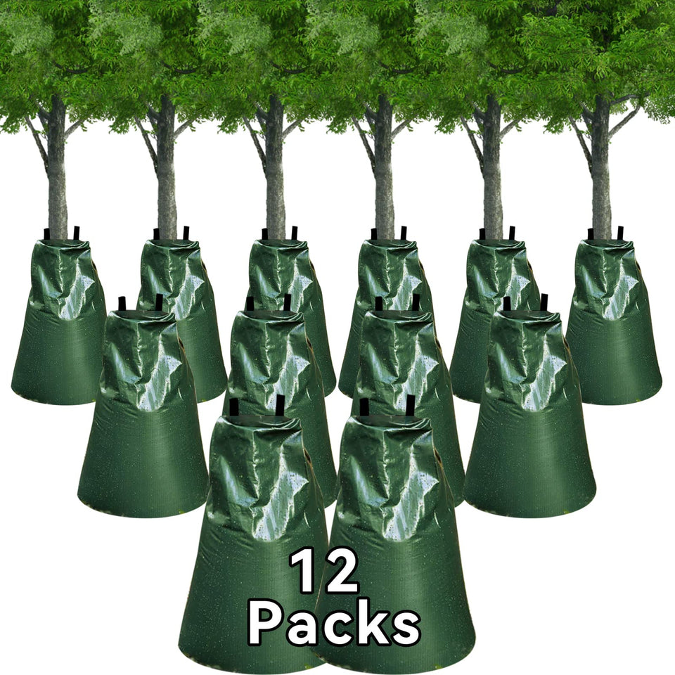 ANPHSIN 12-pack slow-release tree watering bags for steady sapling hydration.