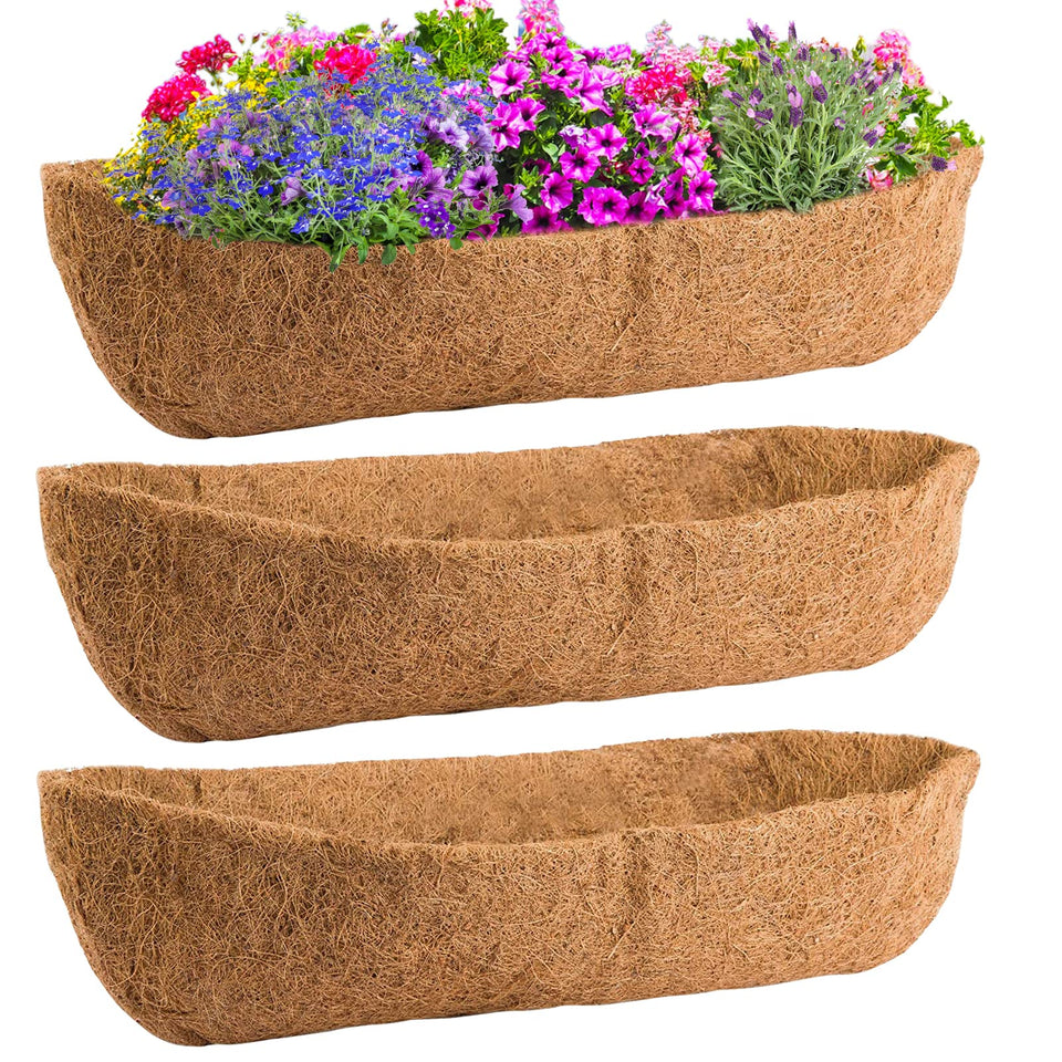 ANPHSIN 36in coco liner in window box demonstrating durable natural fiber and moisture balance