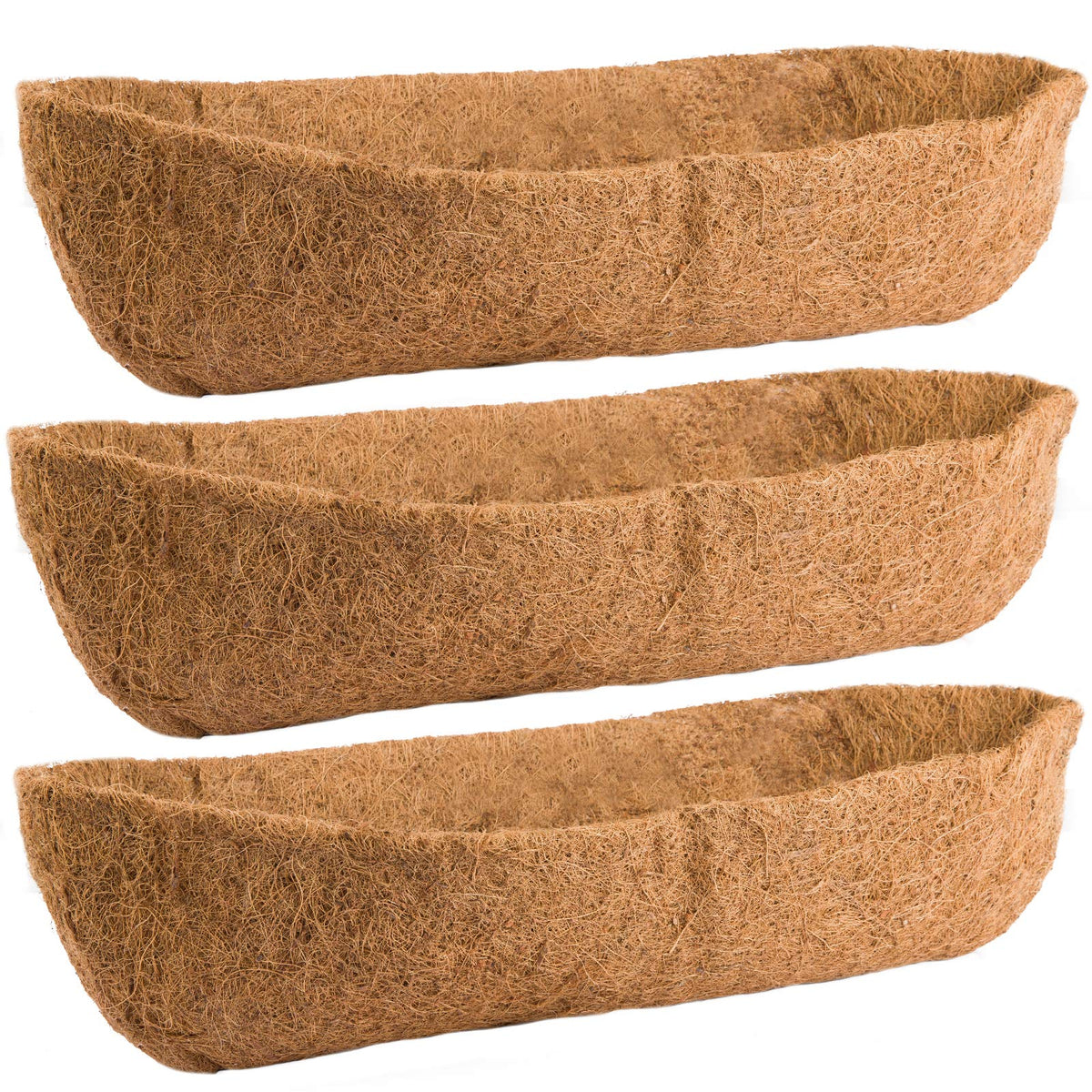 ANPHSIN three-pack coco liners for 24in window boxes, easy replacement.