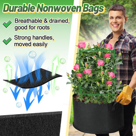 ANPHSIN breathable 10-gallon grow bags with handles for easy relocation