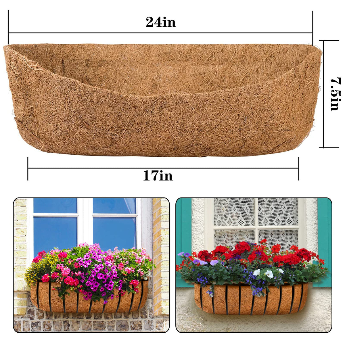ANPHSIN natural fiber liner allows air and water flow for plants.