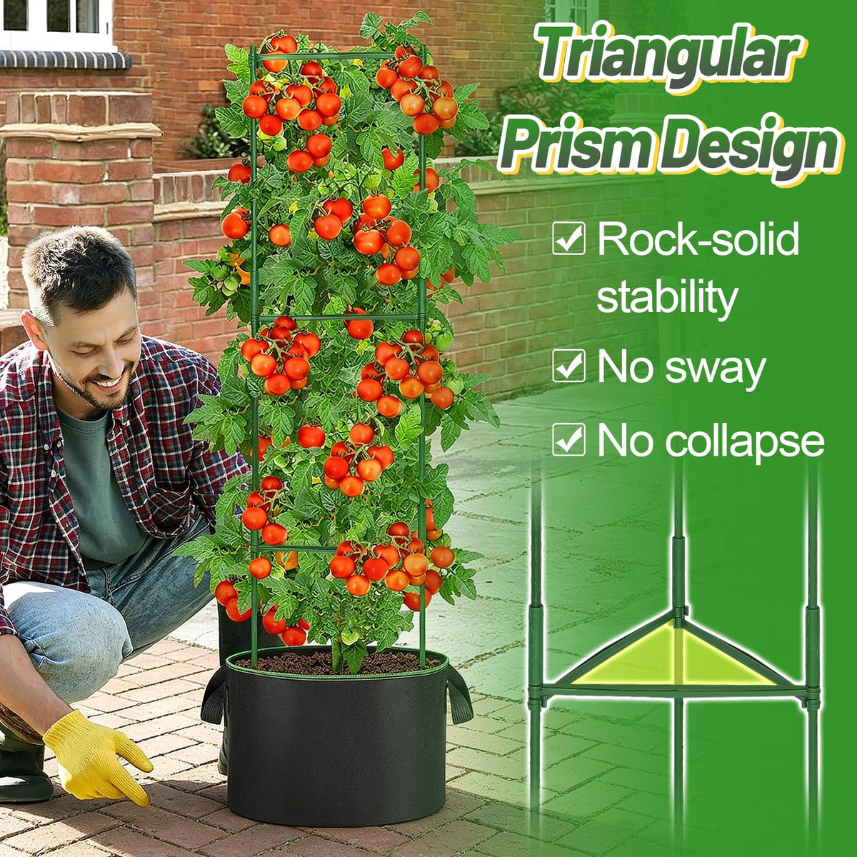 ANPHSIN durable steel-core tomato cage with plastic coating protects against weather