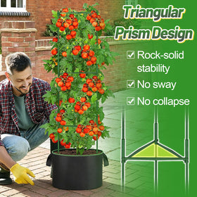 ANPHSIN durable steel-core tomato cage with plastic coating protects against weather