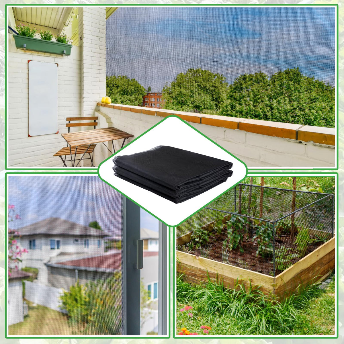 ANPHSIN easy-cut 12x10 ft netting adapts to beds and balconies.