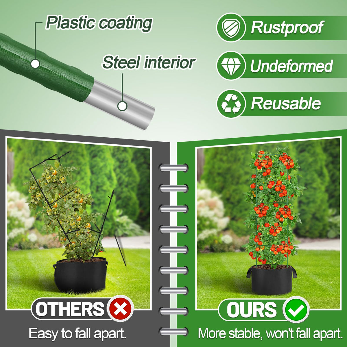 ANPHSIN height-adjustable tomato cage extended to 48 inches for tall plants